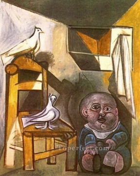 virgin and child Painting - The Child with the Doves 1943 Cubism Pablo Picasso